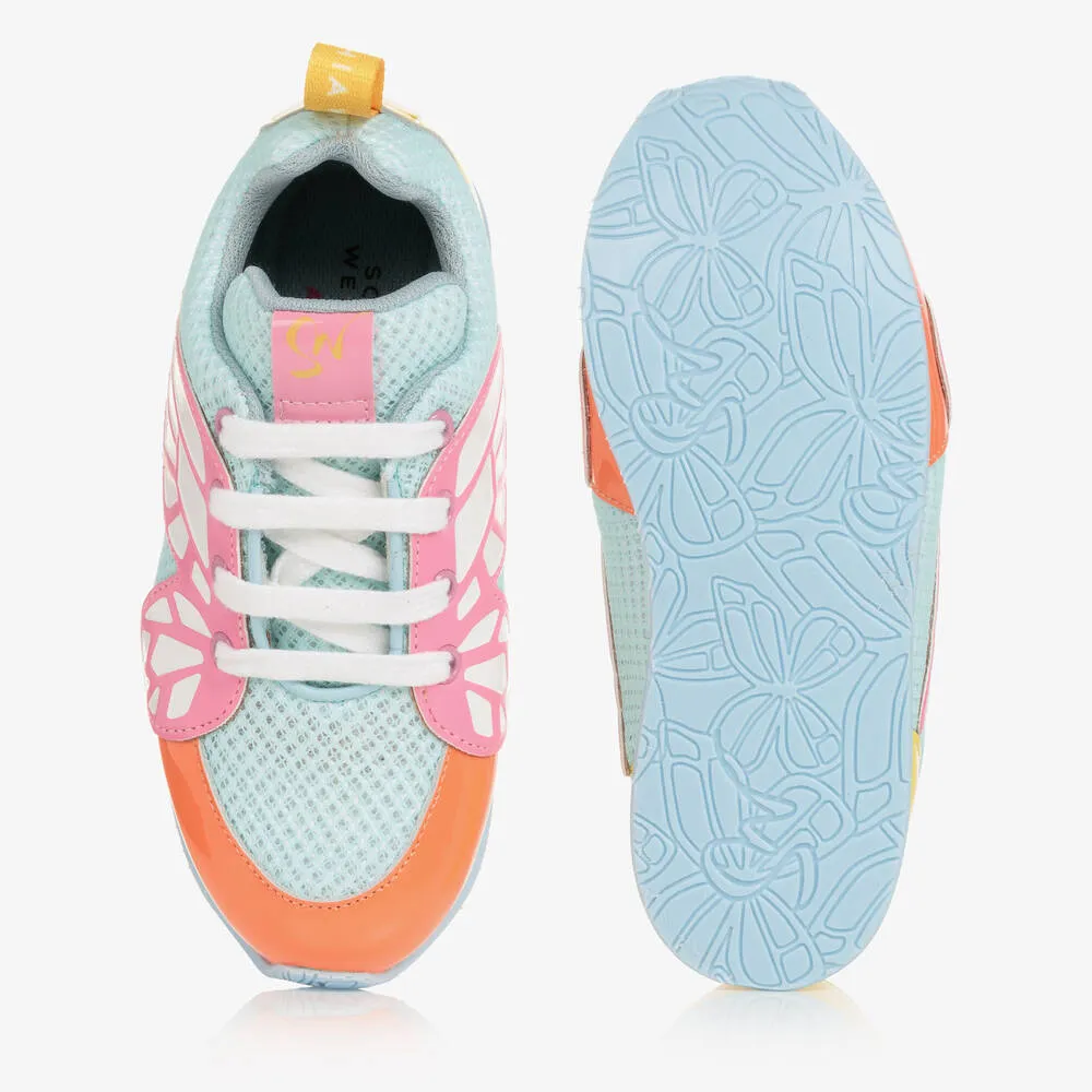 Girls Pink & Blue Butterfly Trainers