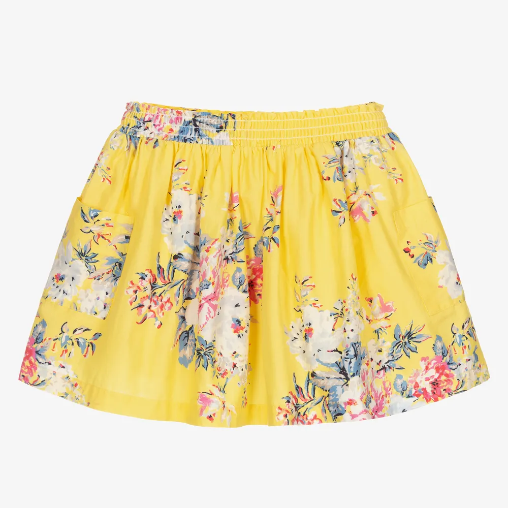 Girls Yellow Floral Skirt