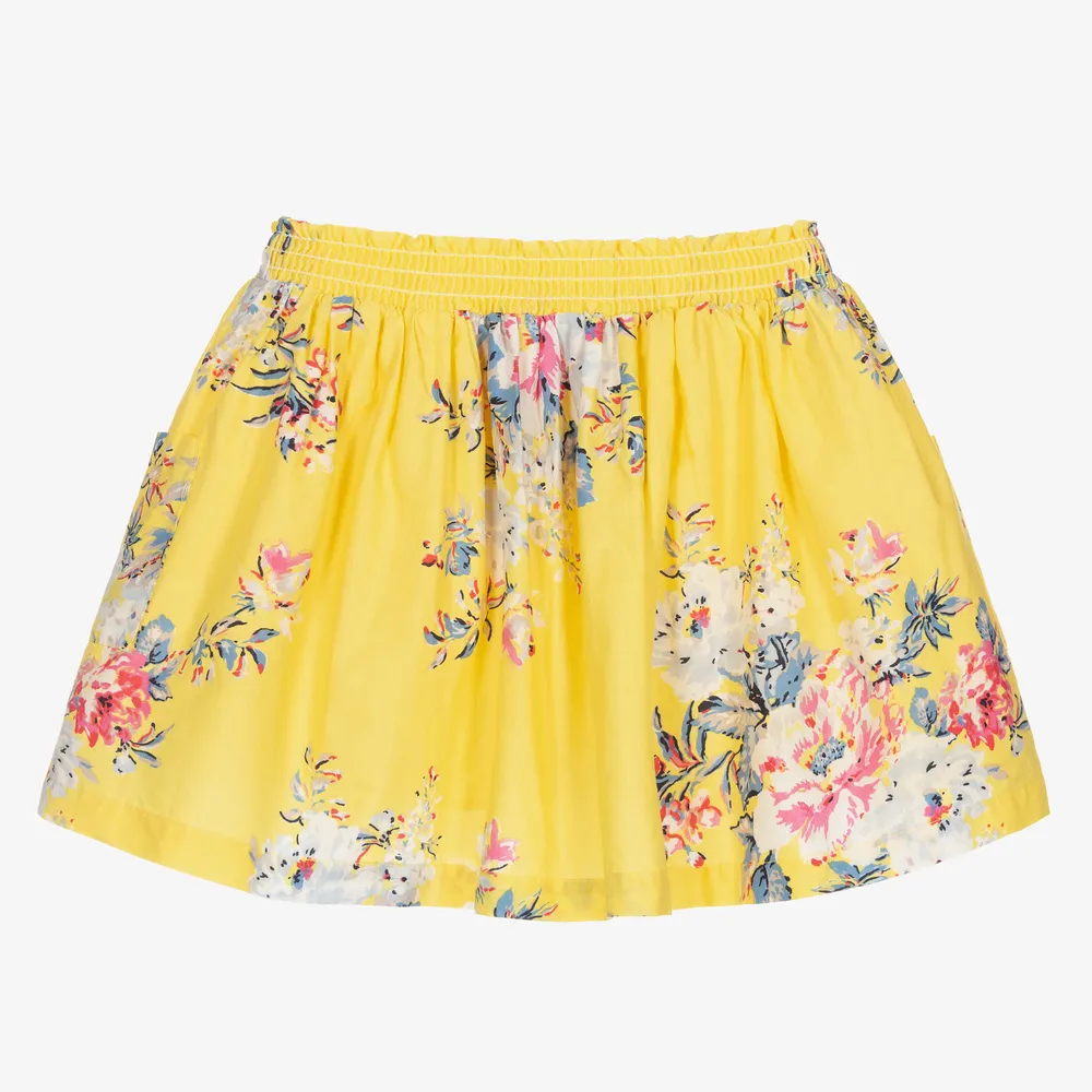 Girls Yellow Floral Skirt