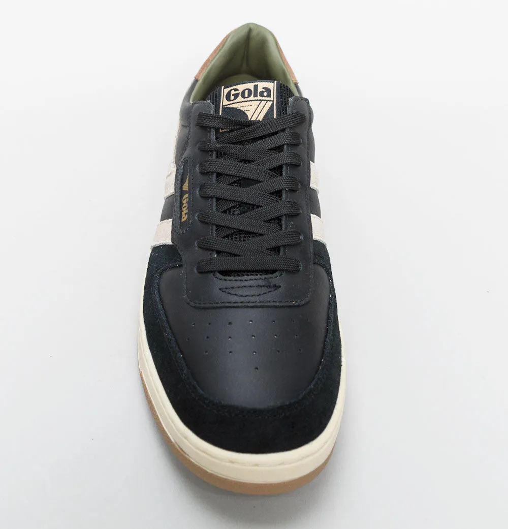 Gola Hawk Leather Trainers Black/Feather Grey/Otter