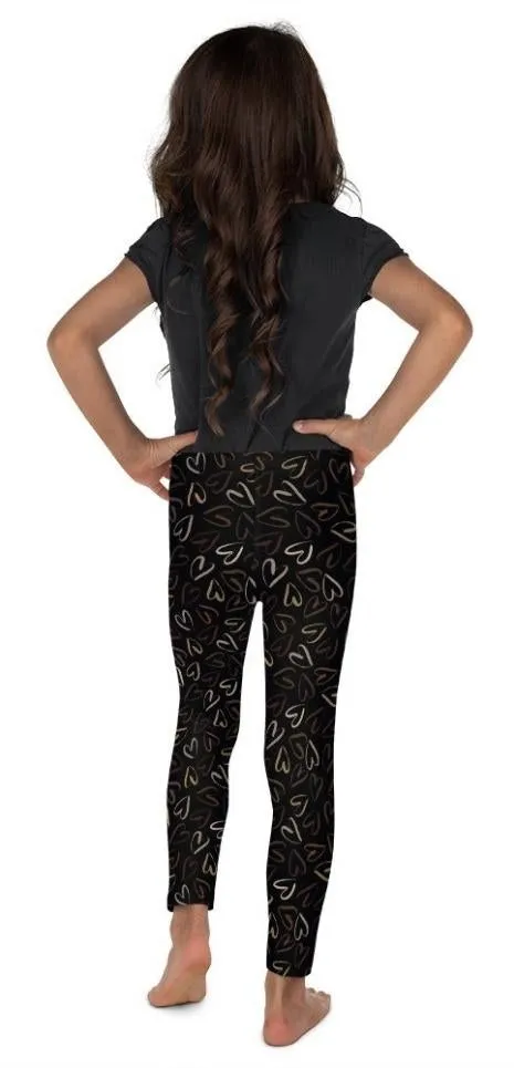 Golden Heart Print Kid's Leggings