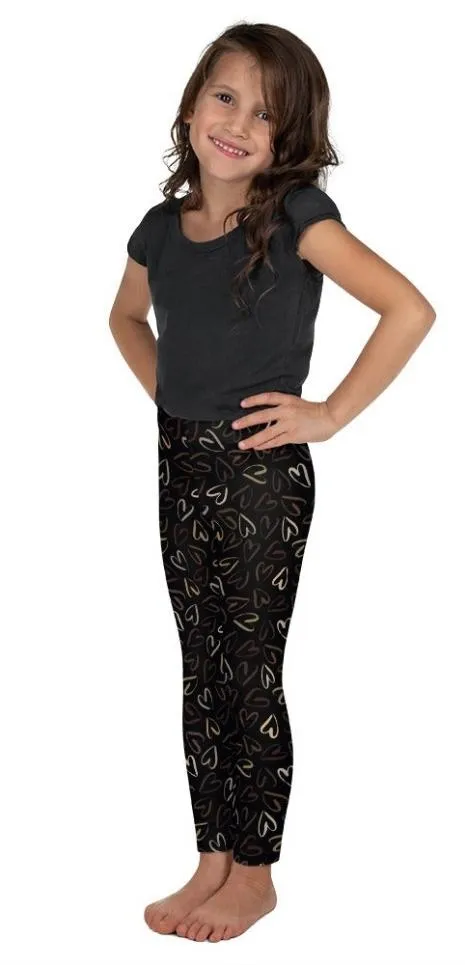 Golden Heart Print Kid's Leggings