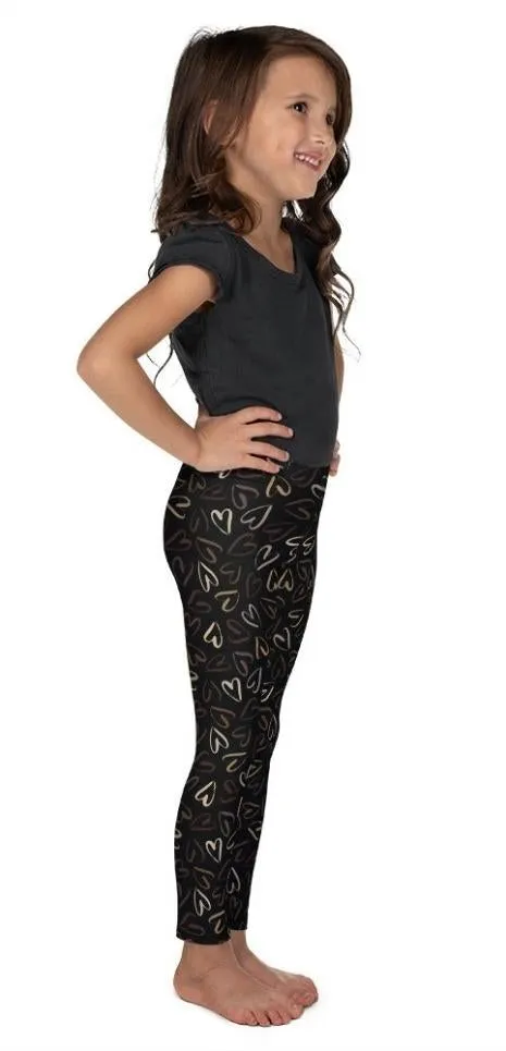 Golden Heart Print Kid's Leggings