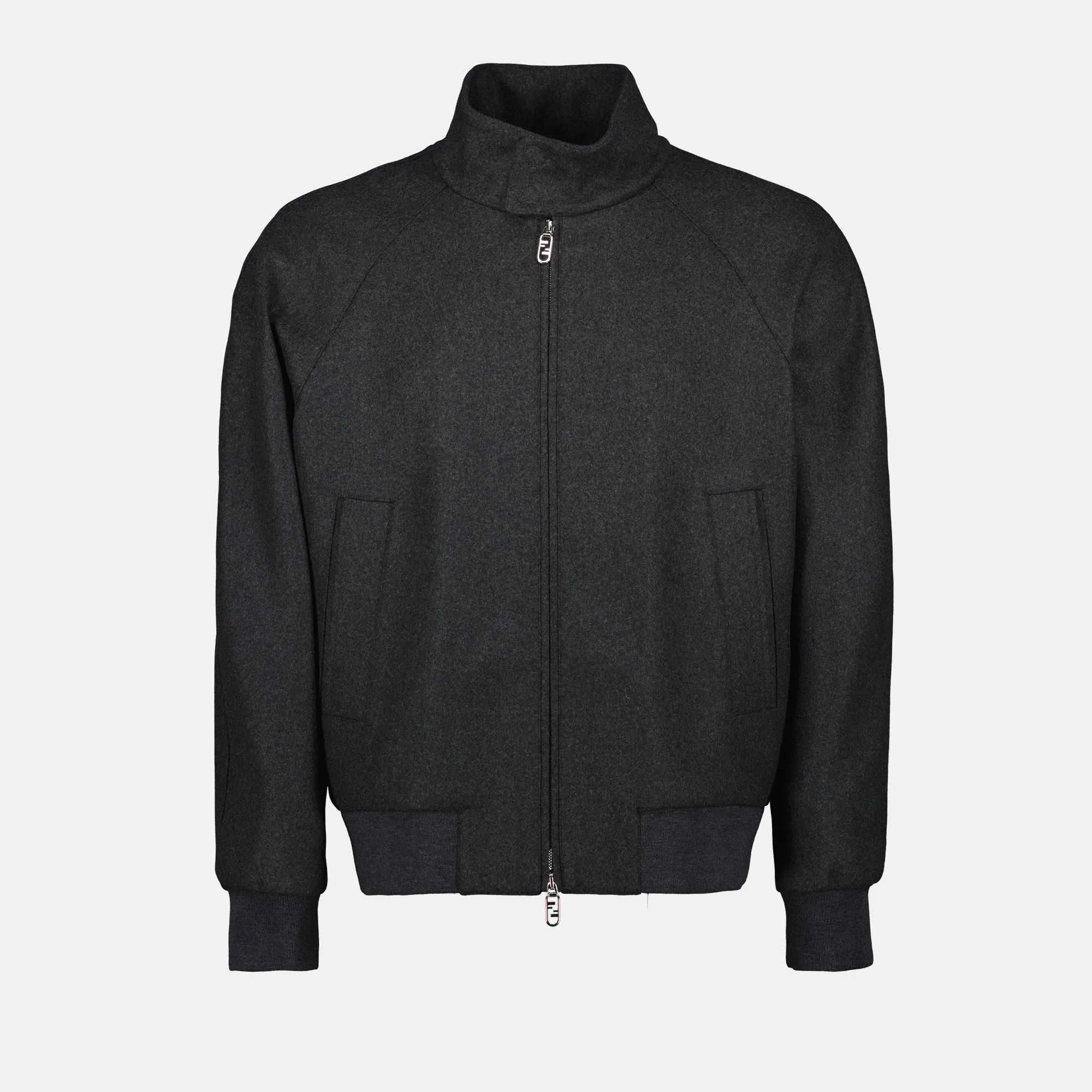 Gray Cashmere Bomber Jacket