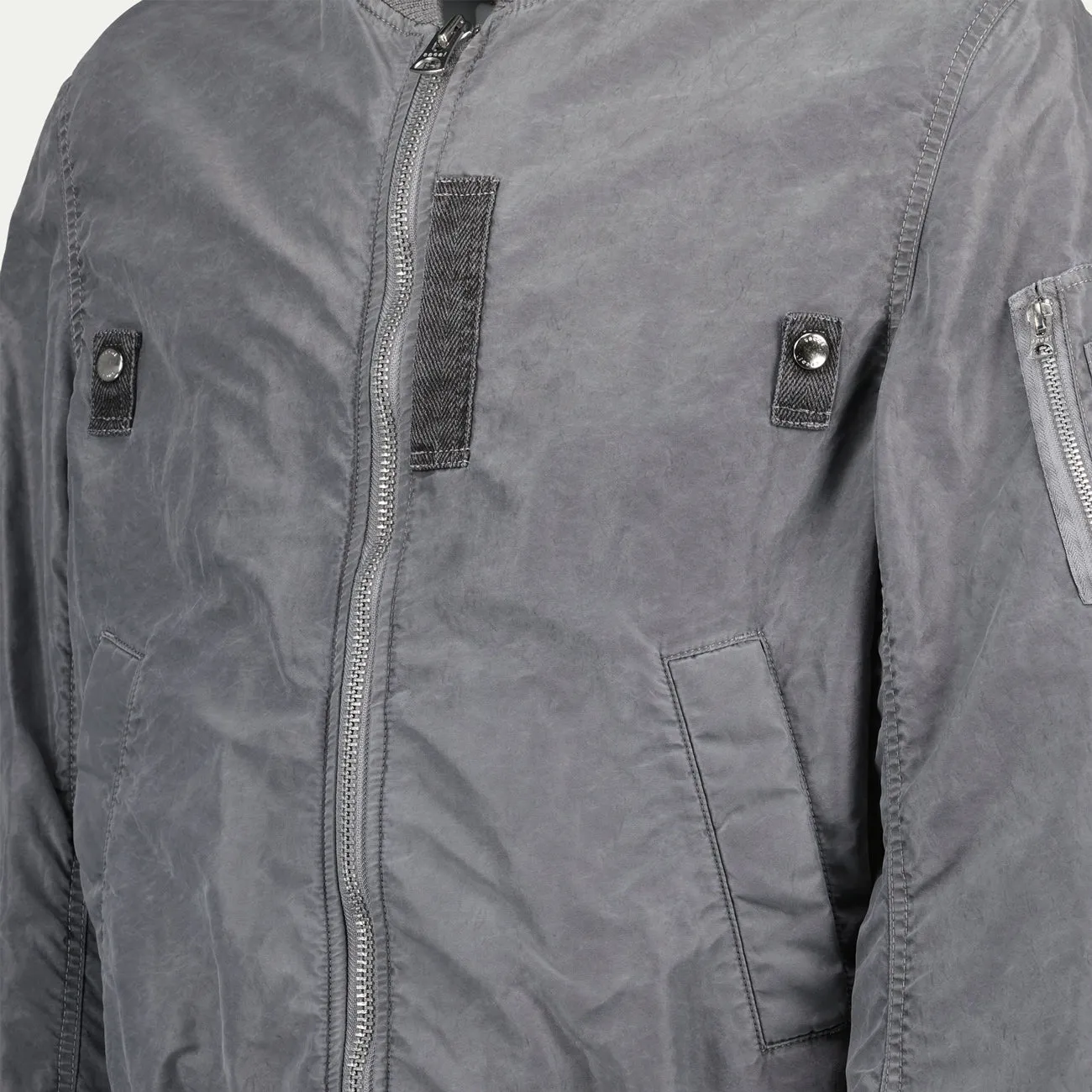 Gray Nylon Bomber Jacket