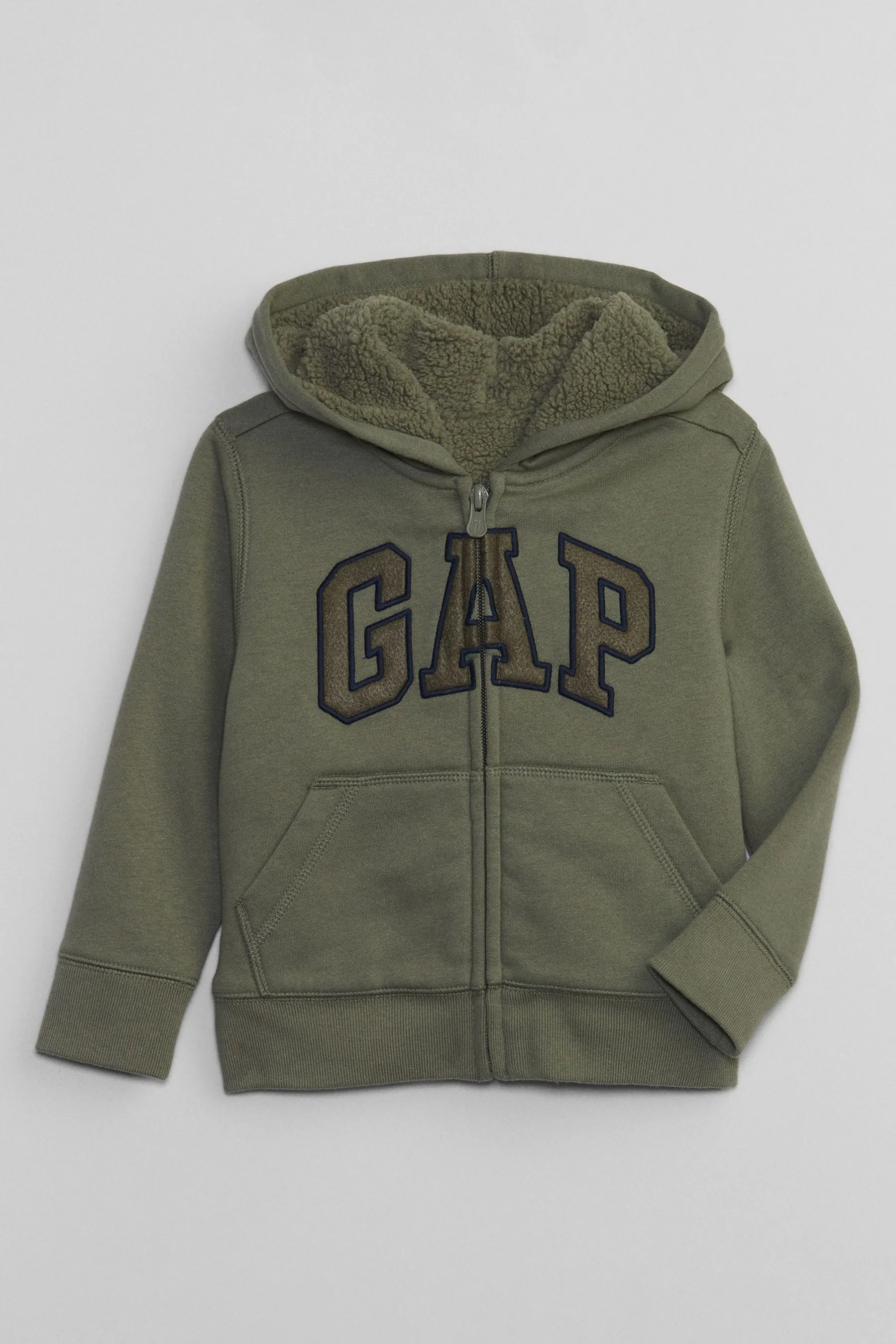 Green Logo Sherpa Zip Long Sleeve Hoodie (12mths-5yrs)