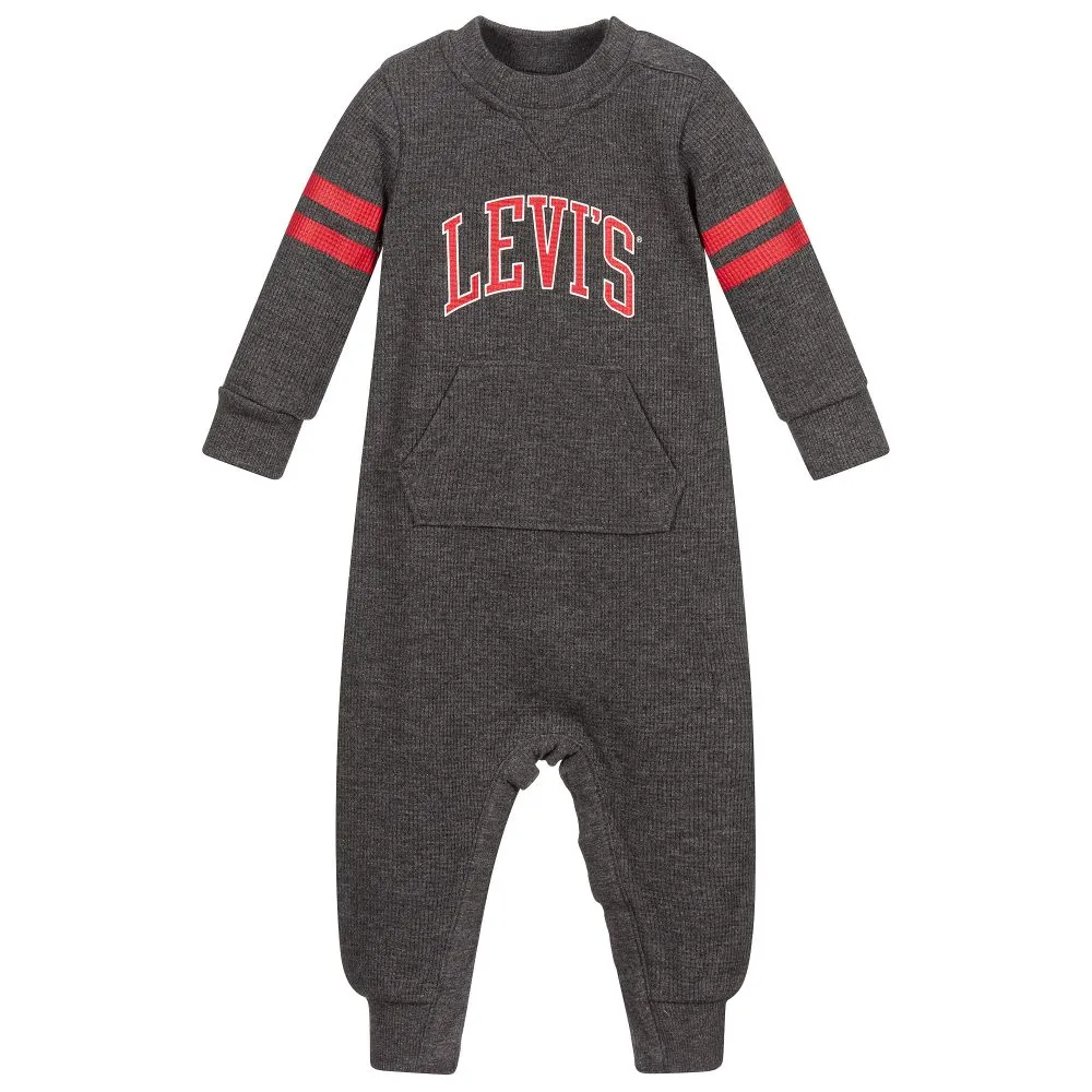 Grey & Red Logo Jersey Romper