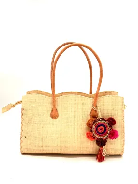 Habiba Straw Handbag with Dreamcatcher Tassel Charm Embellishment