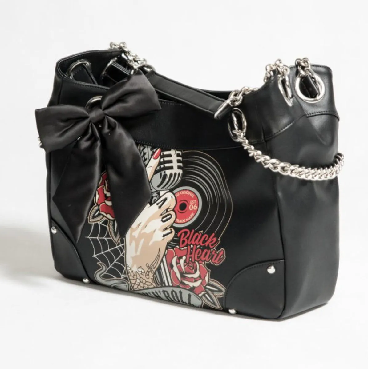 Handbag BLACK HEART - ROCK N ROLL - 8063  -  Metal-shop