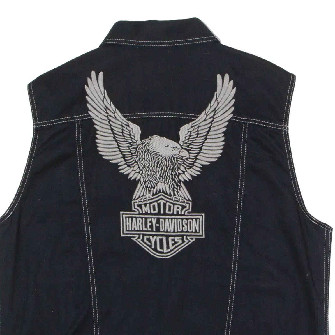 HARLEY DAVIDSON Mens Biker Waistcoat Black Twill 90s XL