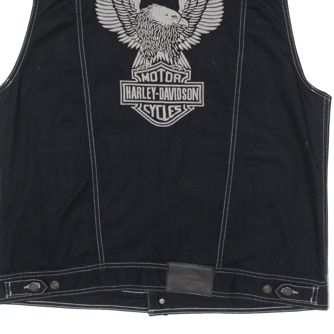 HARLEY DAVIDSON Mens Biker Waistcoat Black Twill 90s XL