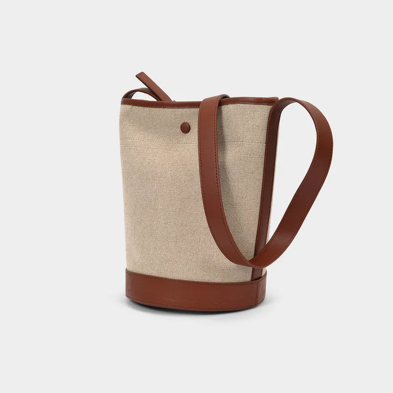 Helene Bag in Hazelnut Canvas and Shiny Leather