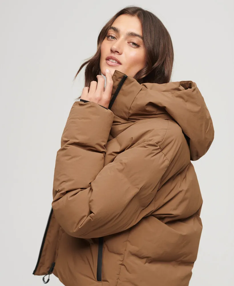 Hooded Boxy Puffer Jacket | Rawhide Brown