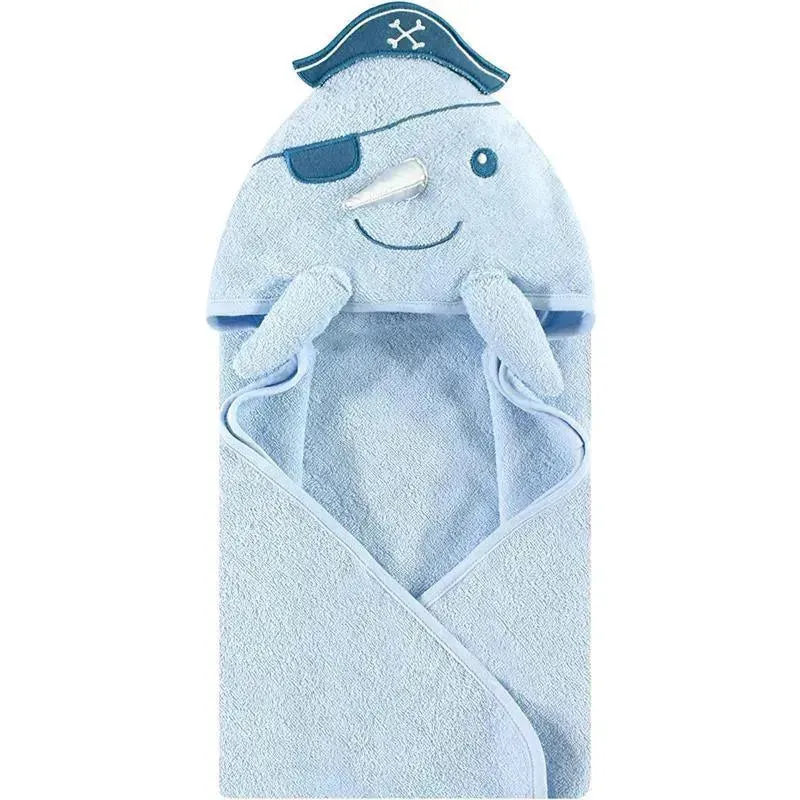 Hudson Baby - Narwhal Baby Boy Cotton Animal Face Hooded Towel