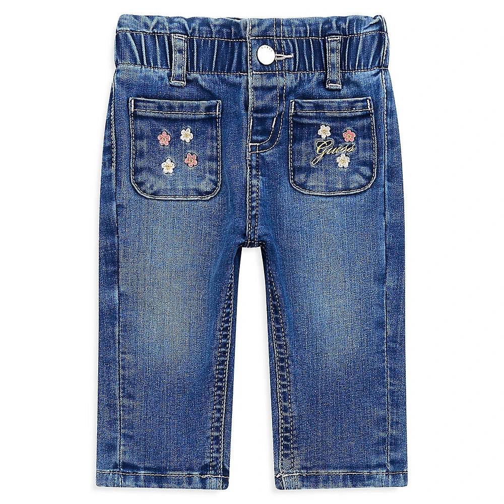 Hudson's Bay Baby Girl's Floral-Embroidered Jeans