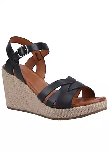 Hush Puppies Ladies Black Phoebe Wedge Sandals | Kaleidoscope