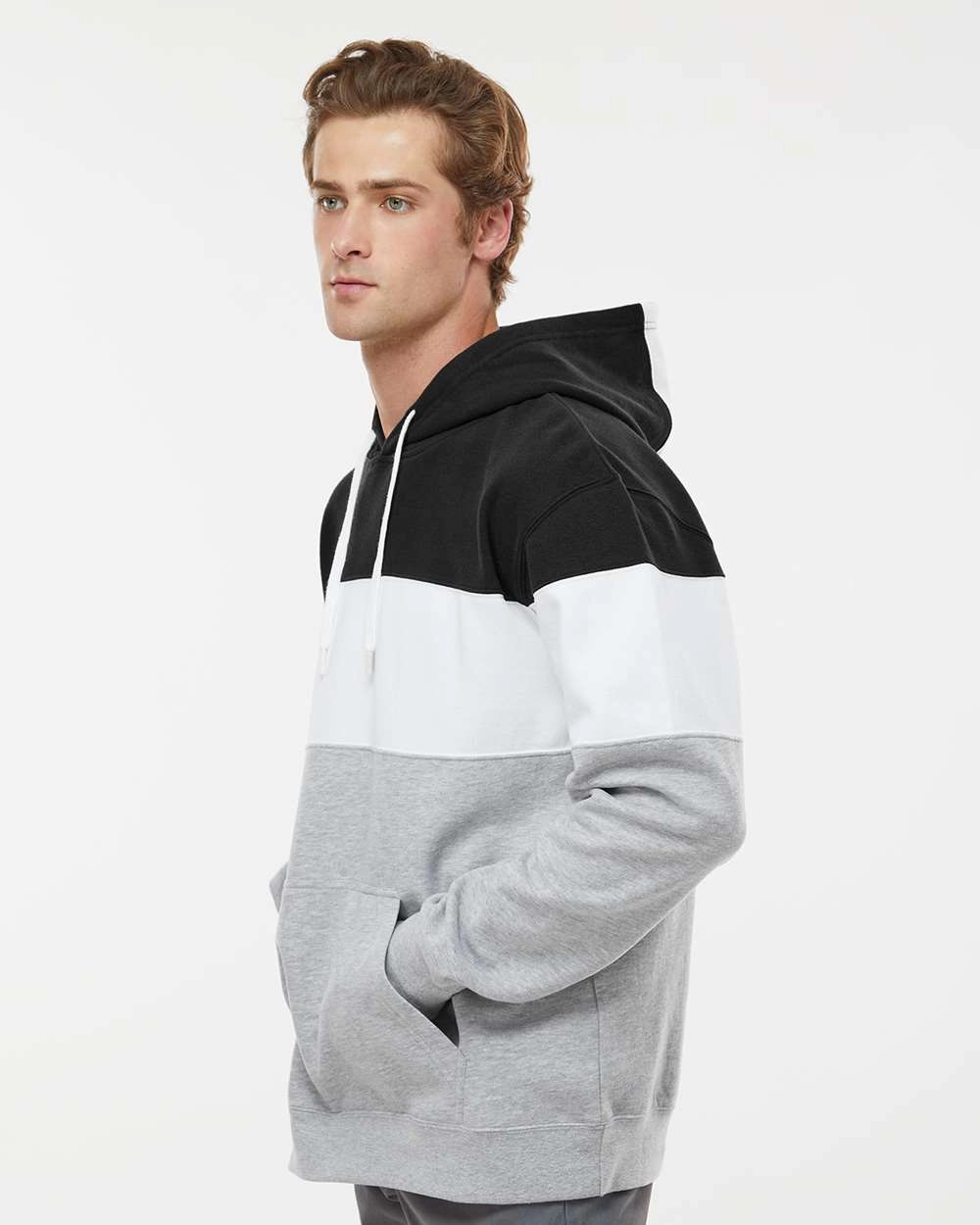 J America 8644 Varsity Fleece Colorblocked Hooded Sweatshirt SKU: 8644