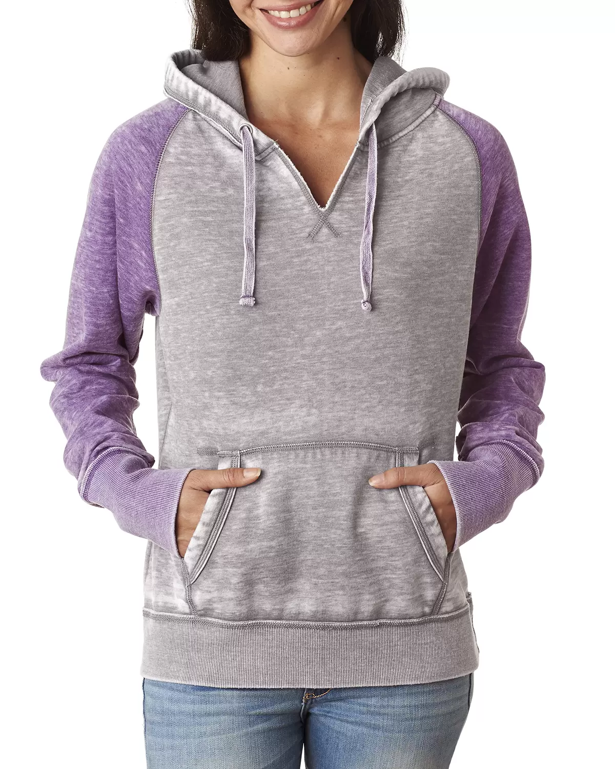 J America 8926 Women's Zen Fleece Raglan Hooded Sweatshirt SKU: 8926