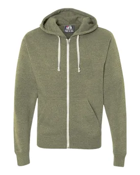 J8872 J-America Adult Tri-Blend Full-Zip Hooded Fleece SKU: J8872