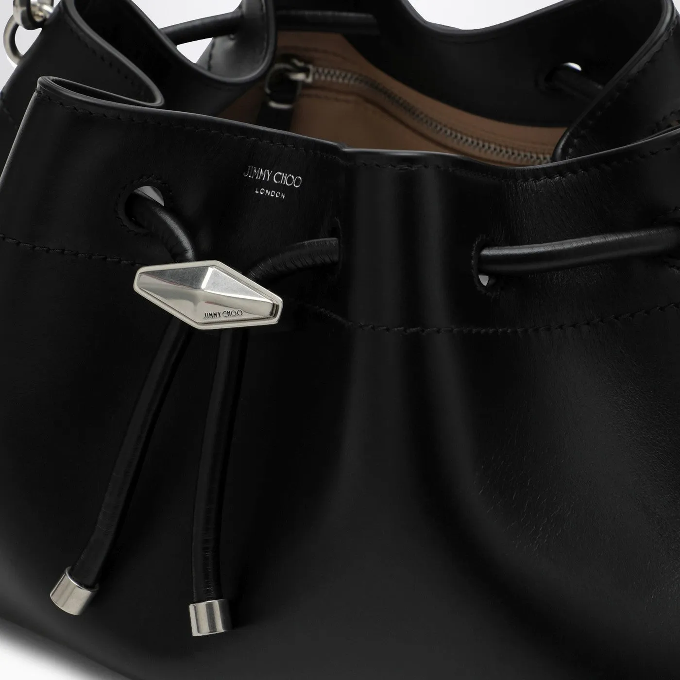 Jimmy Choo    Jimmy Choo Cinch M Black Leather Bucket Bag