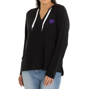 Kansas State Wildcats Women's Black Christine Cross Front Tri-Blend Pullover Hoodie