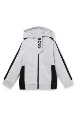 Kids' hoodie in cotton-blend fleece with printed logo