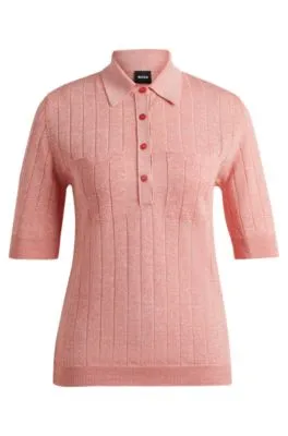 Knit polo in Linen-blend 