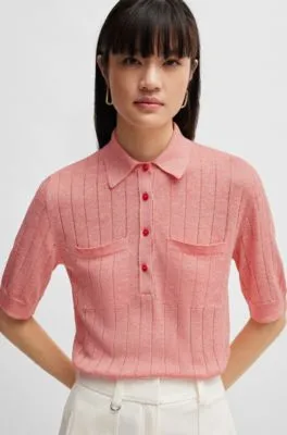 Knit polo in Linen-blend 