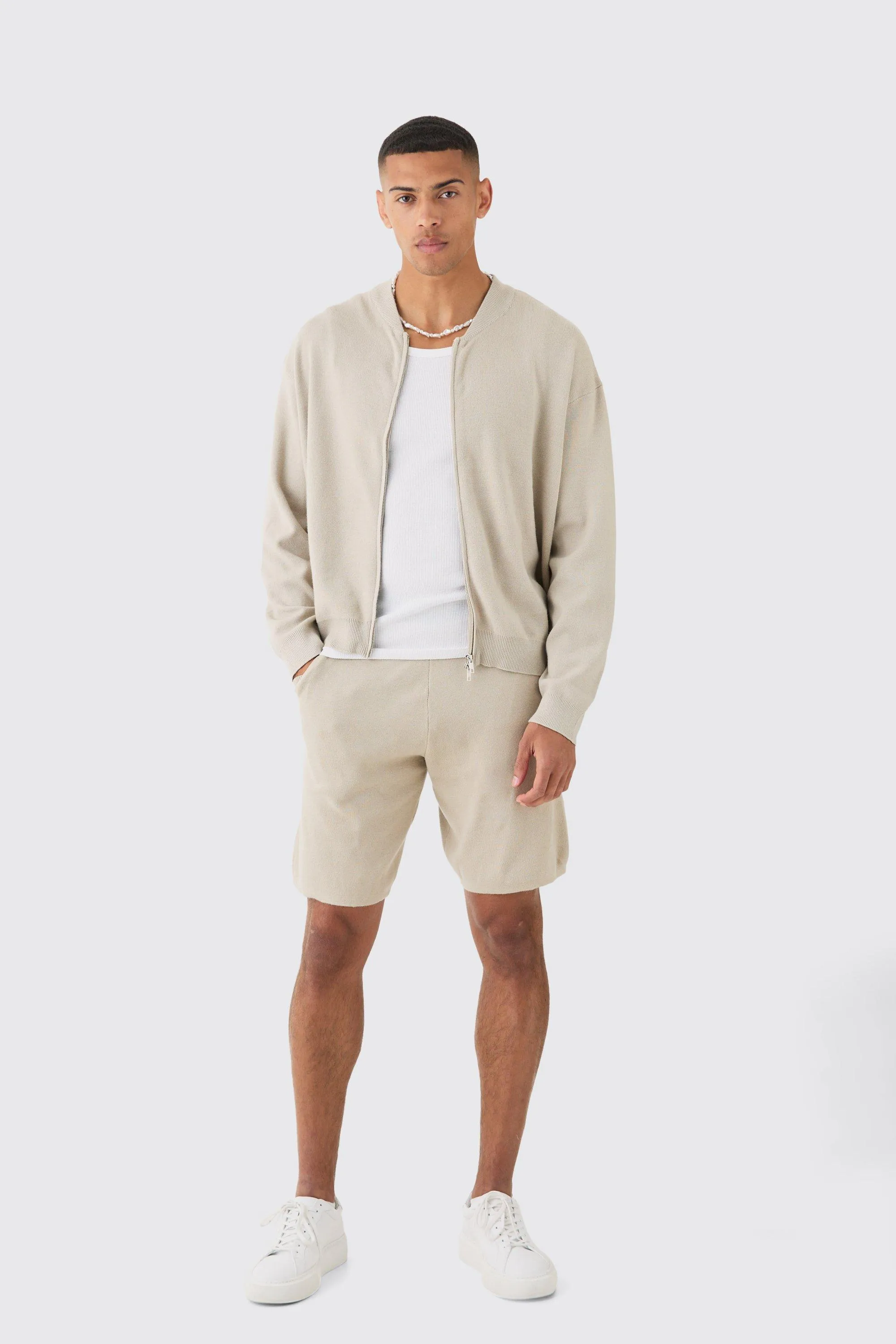 Knitted Bomber Short Tracksuit