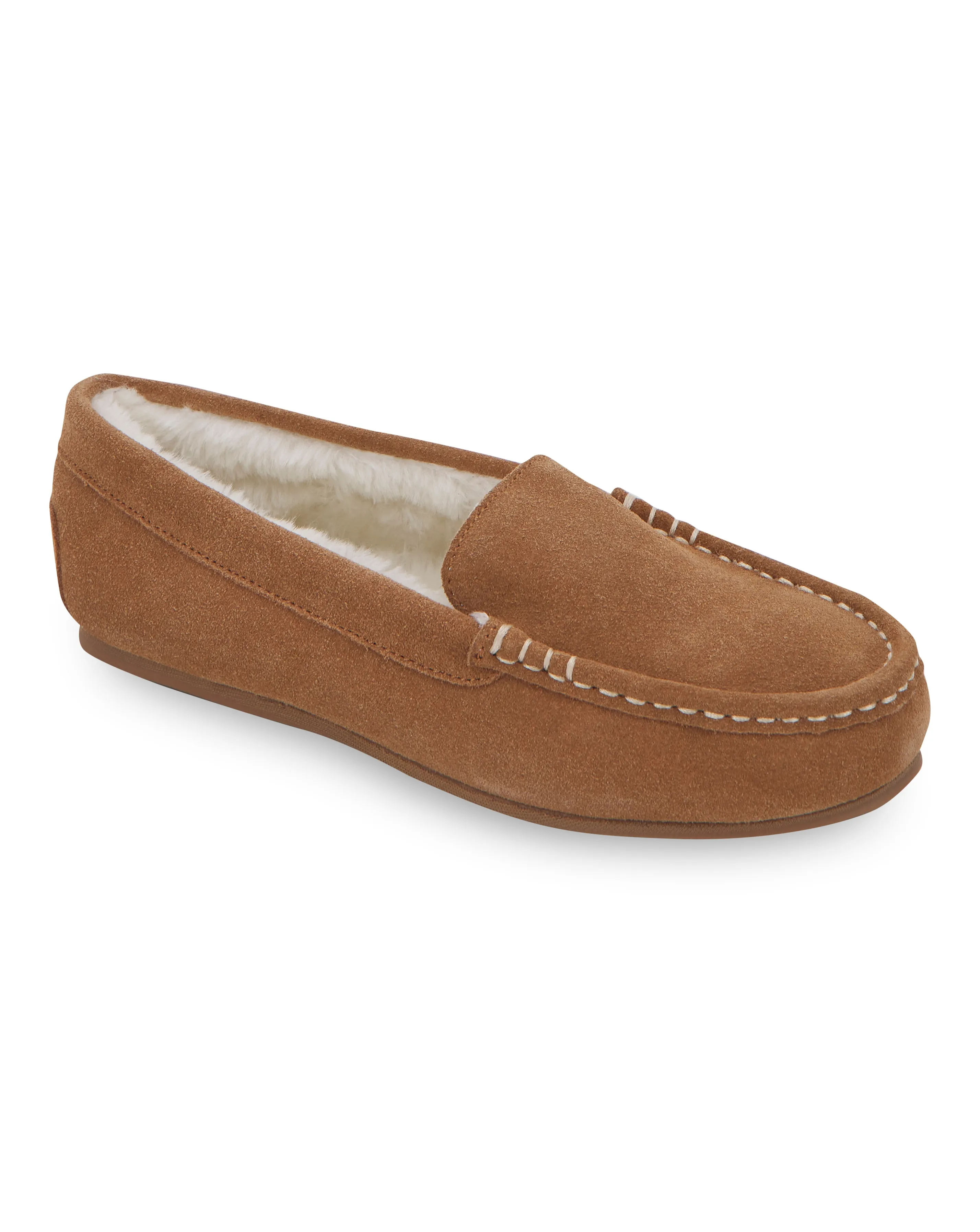 Leona Classic Suede Moccasin Slipper Extra Wide EEE Fit