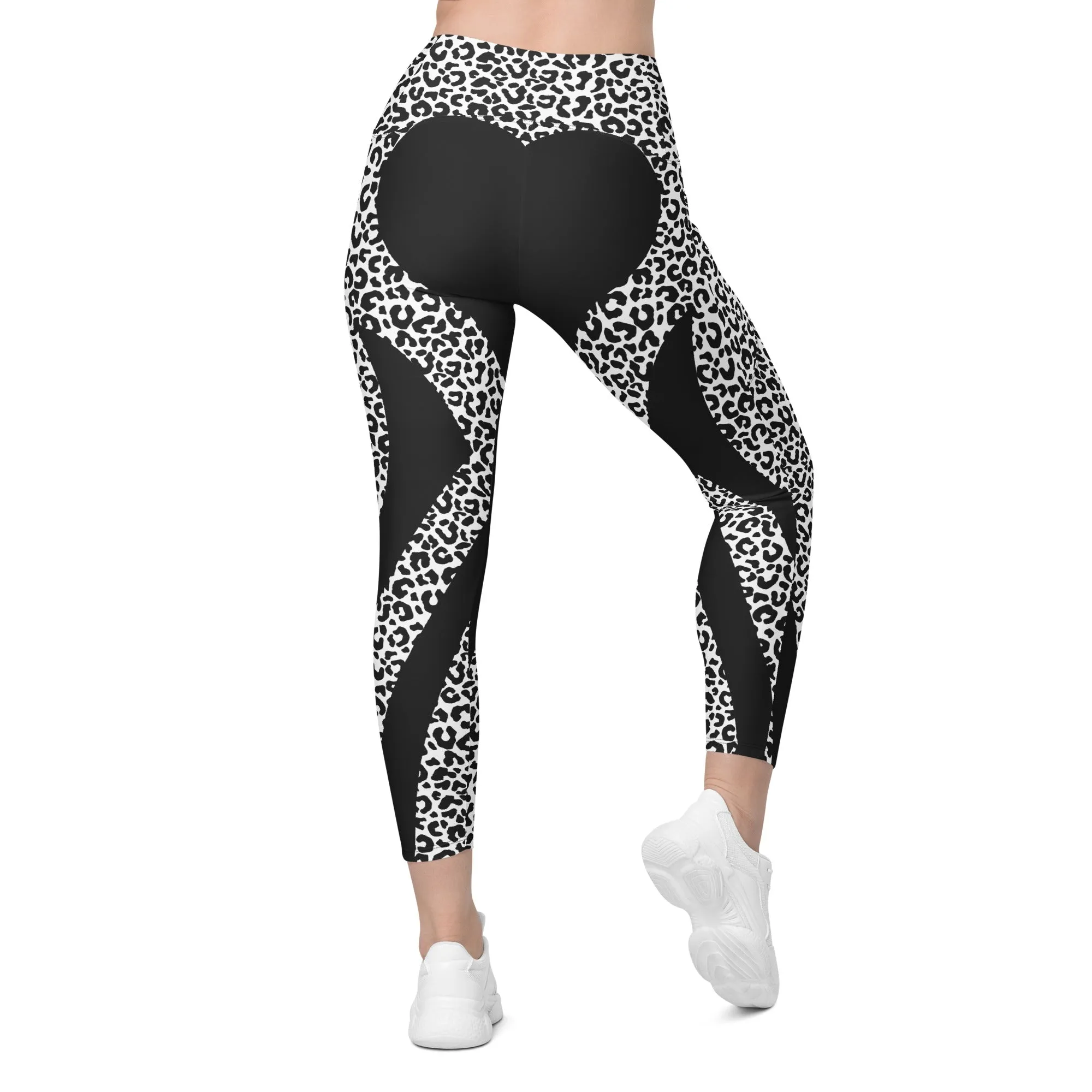 Leopard Heart Shaped Leggings With Pockets