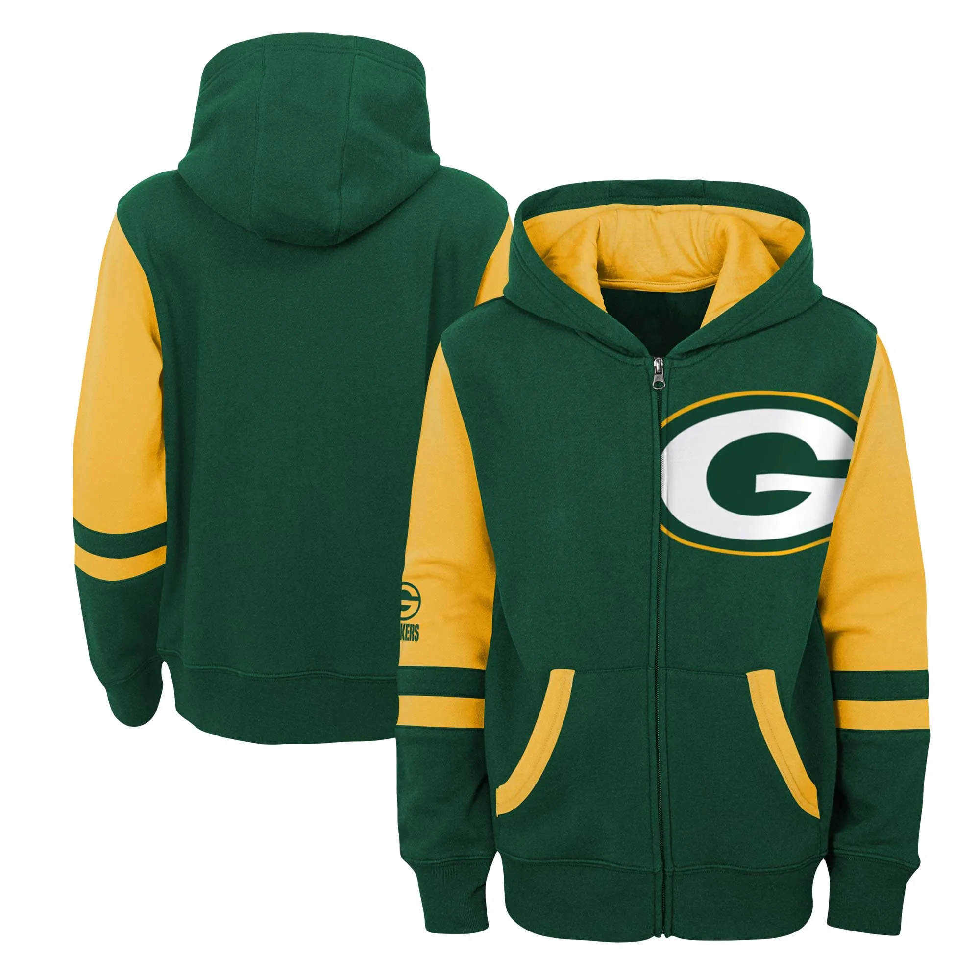 Lids Youth Green Bay Packers Stadium Colorblock Full-Zip Hoodie