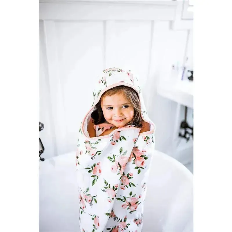 Little Unicorn - Cotton Hooded Towel & Wash Cloth, Watercolor Roses