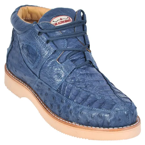 Los Altos Casual Blue Jean Caiman & Ostrich Skin Sneakers