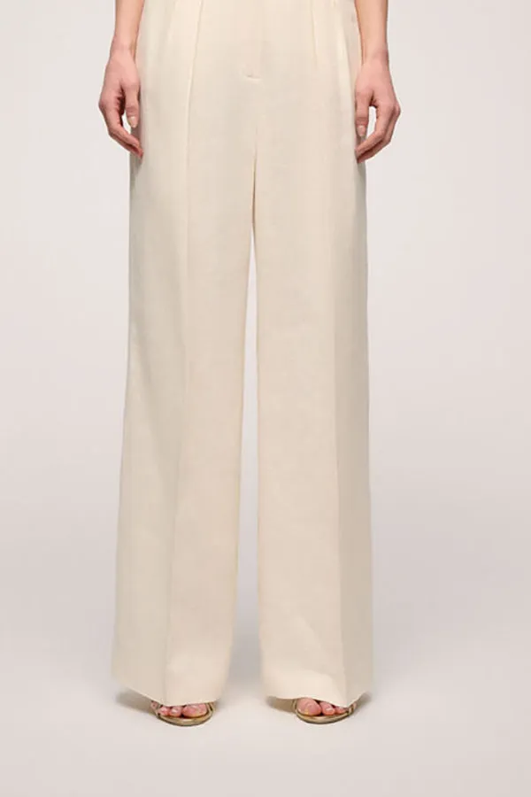 Luisa Spagnoli ATTRICE OFF-WHITE WIDE LINEN TROUSERS