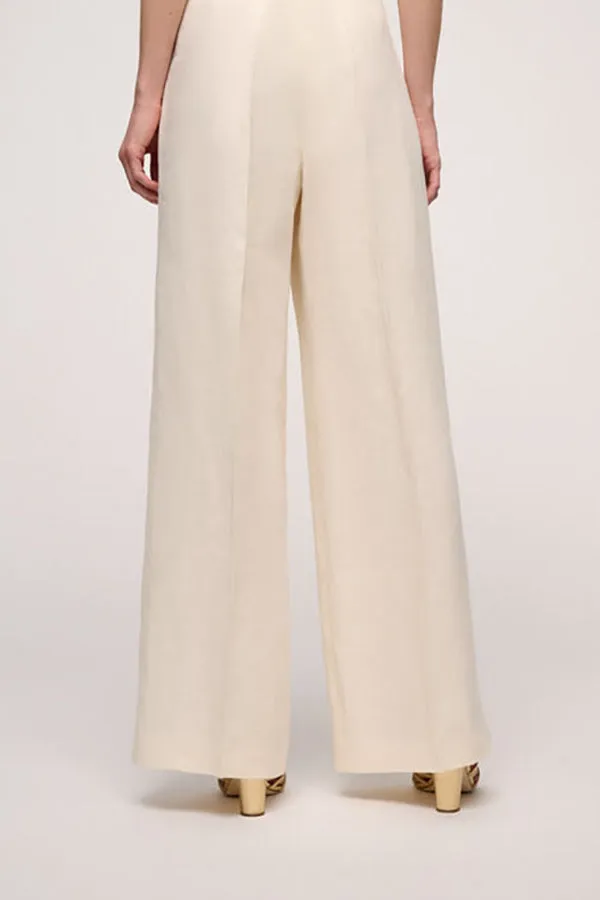 Luisa Spagnoli ATTRICE OFF-WHITE WIDE LINEN TROUSERS