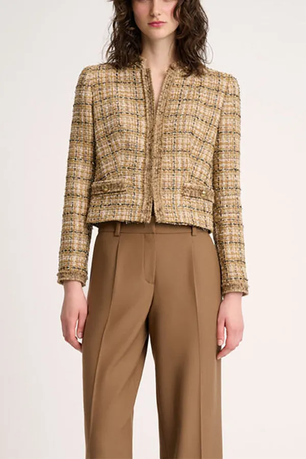 Luisa Spagnoli SAGGI BEIGE CROPPED WOVEN COTTON JACKET