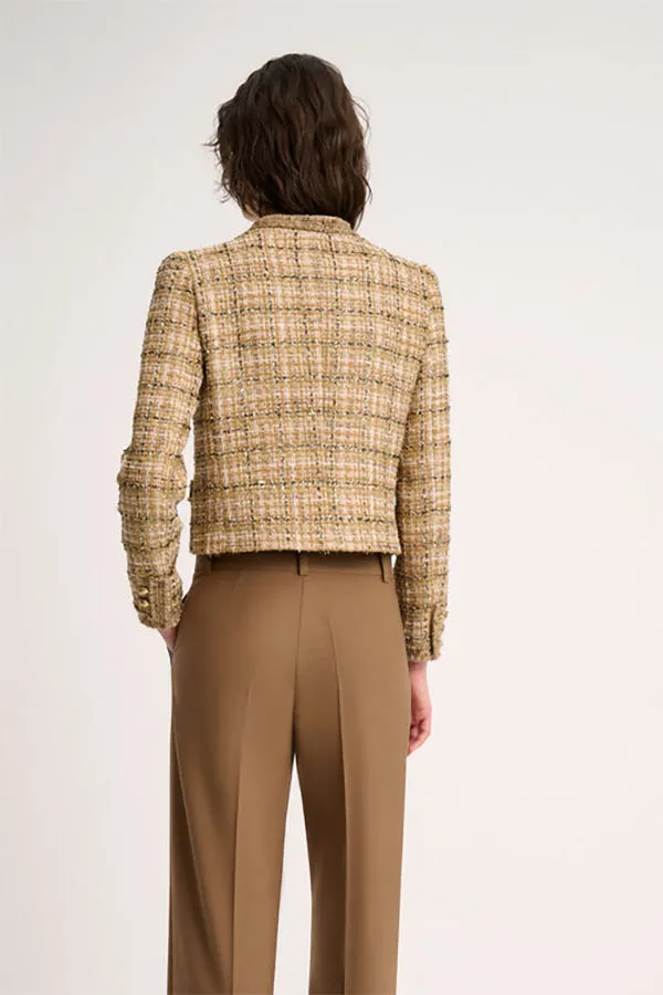 Luisa Spagnoli SAGGI BEIGE CROPPED WOVEN COTTON JACKET