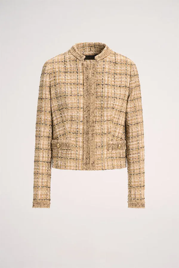 Luisa Spagnoli SAGGI BEIGE CROPPED WOVEN COTTON JACKET