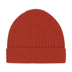  Malo Ribbed Cashmere Hat in Red Rusty