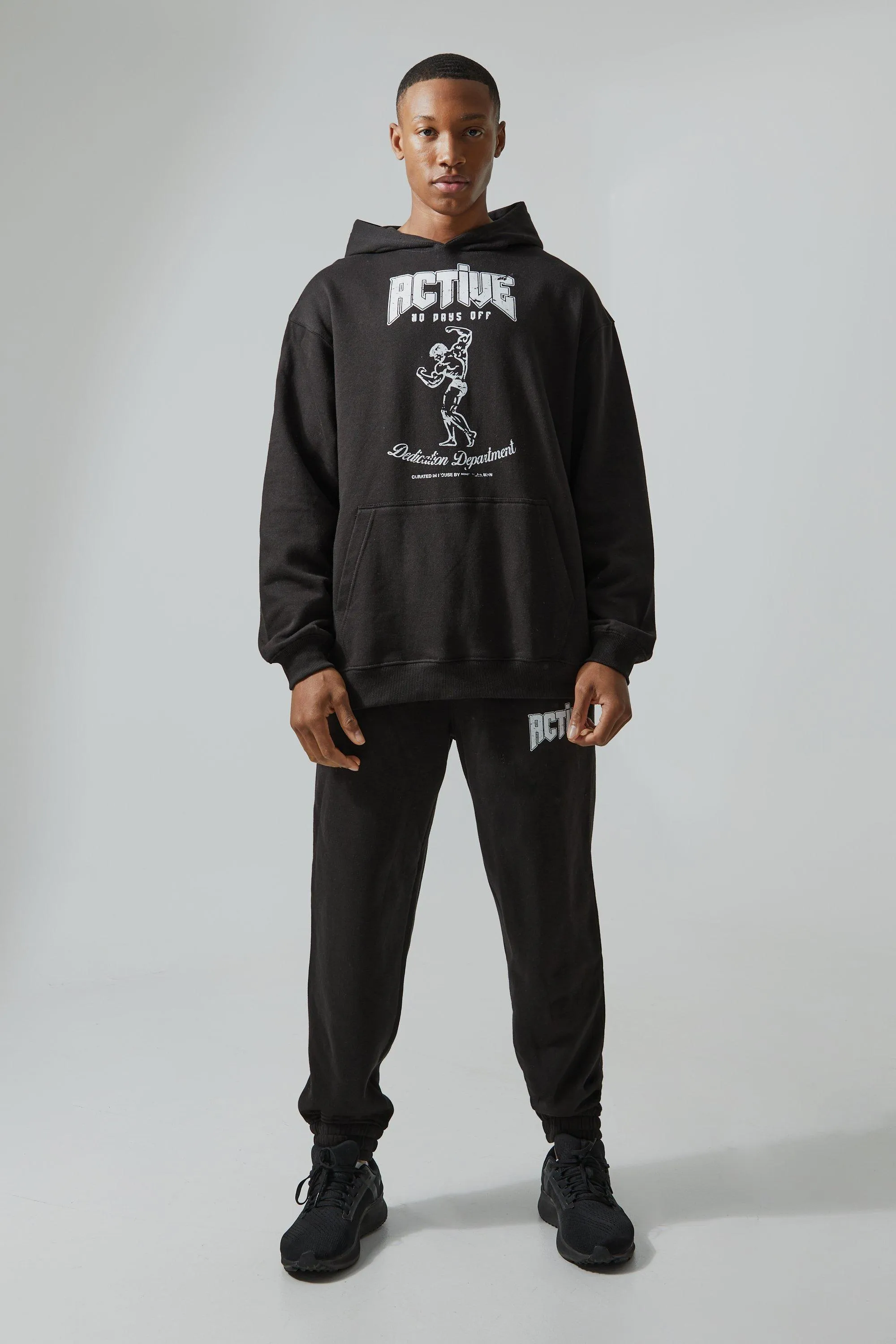 Man Active Oversized Graphic Hooded Tracksuit