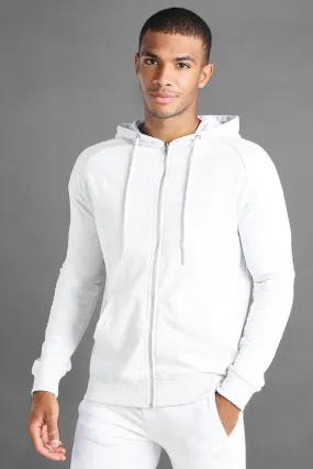 MAN Skinny Jersey Zip Through Hoodie With Panels | boohooMAN UK