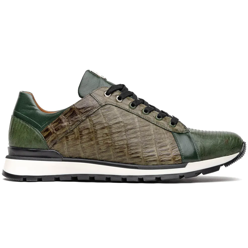 Marco Di Milano Portici Caiman & Lizard Sneakers Green Combo