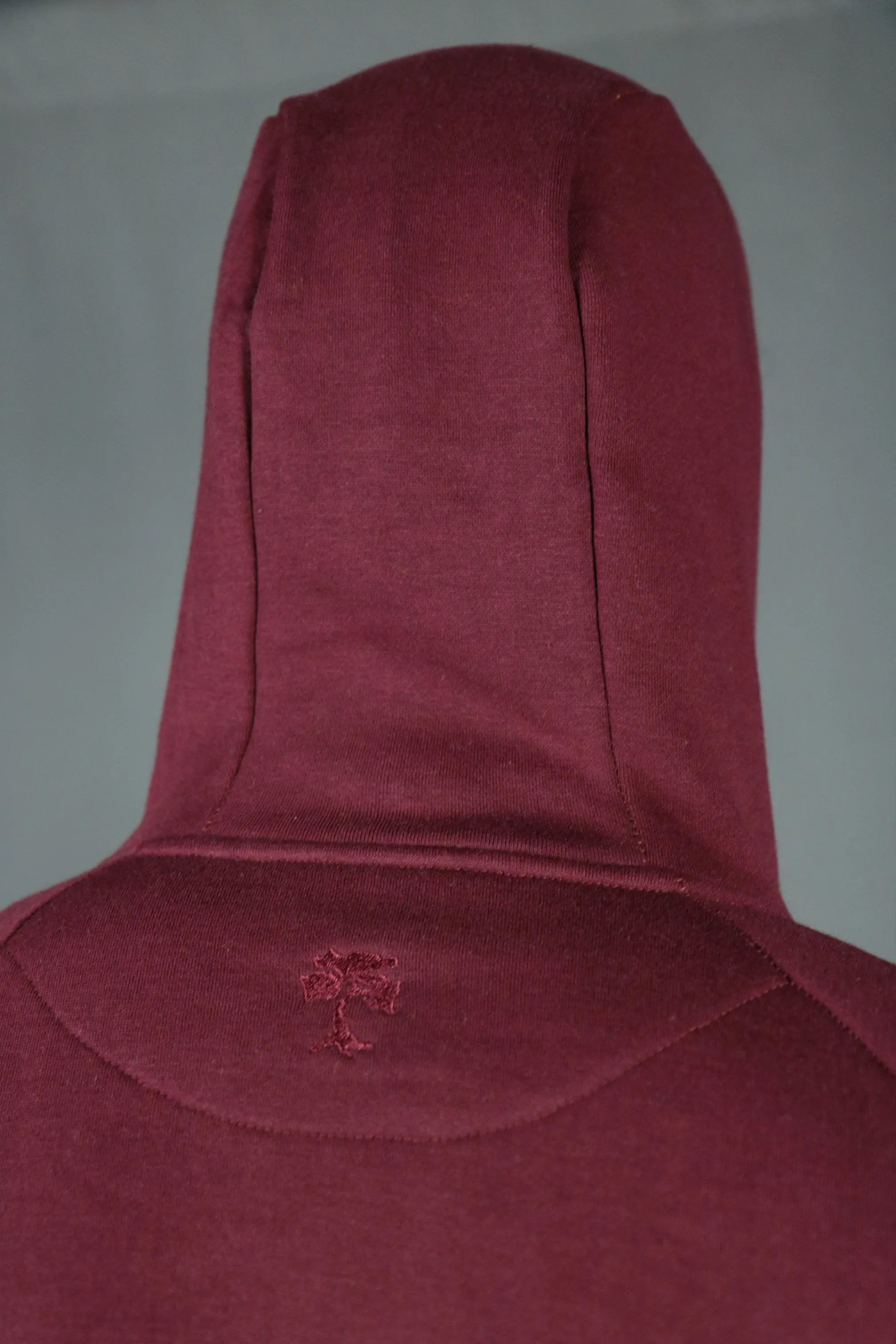 Maroon Unbasic Fleece Stash Pocket Sunset Park Tapered Zipper Hoodie | Fleece Dark Red Hoodie