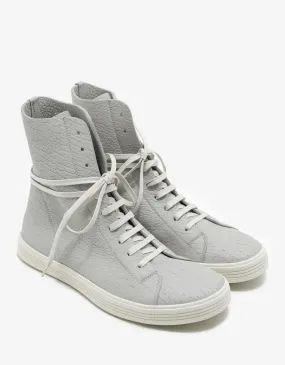 Mastosneaks Grey Grain Leather High Top Trainers