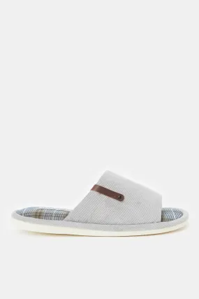 Men Grey Open Toe Slipper