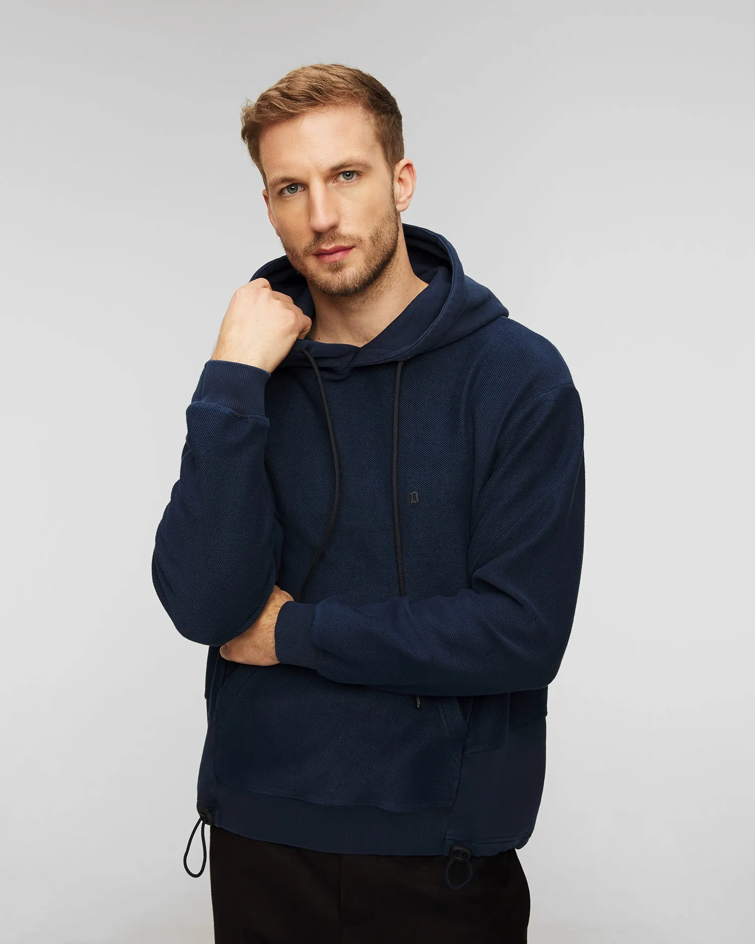 Men's navy blue hoodie Dondup Fleece  UF697-890