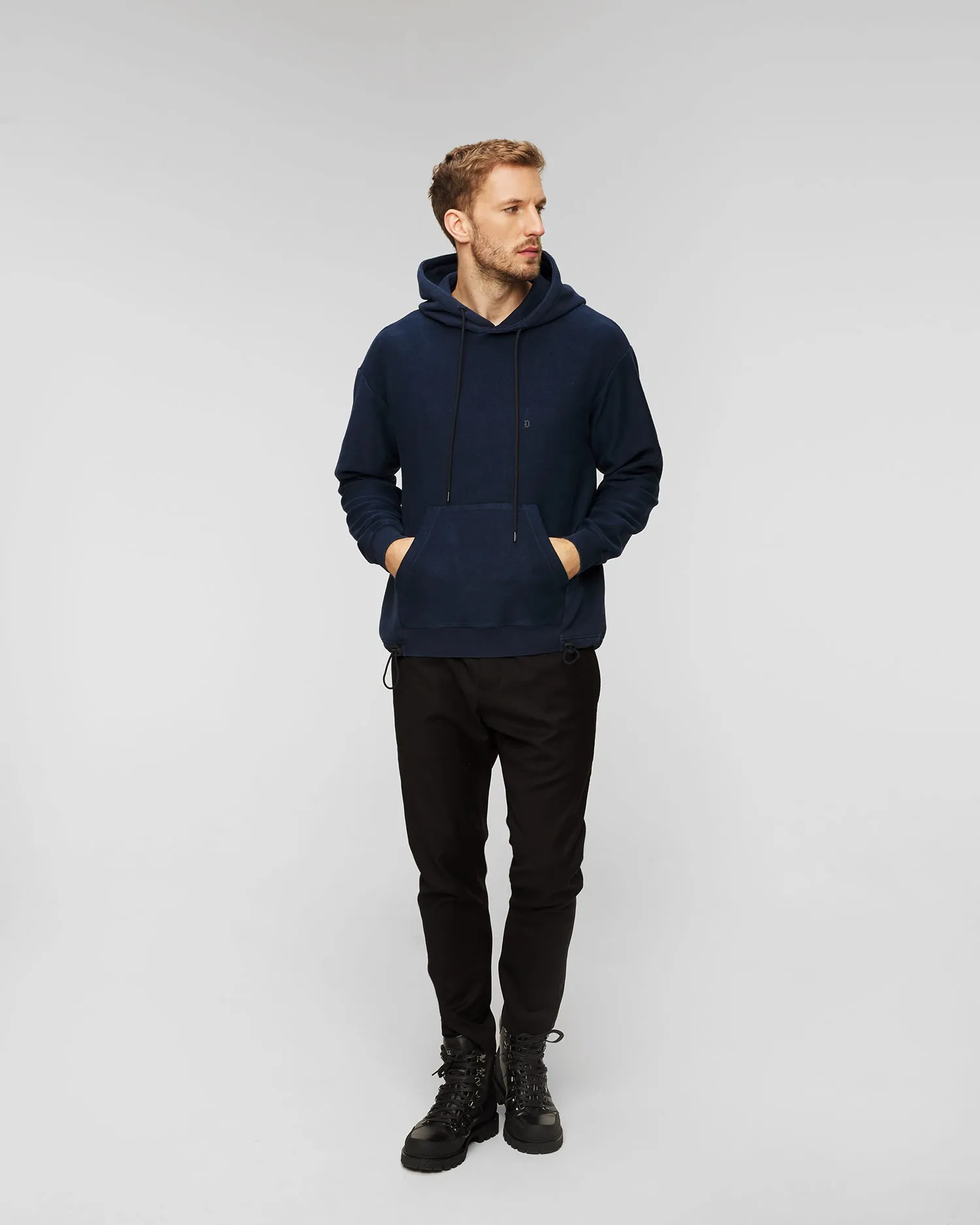 Men's navy blue hoodie Dondup Fleece  UF697-890