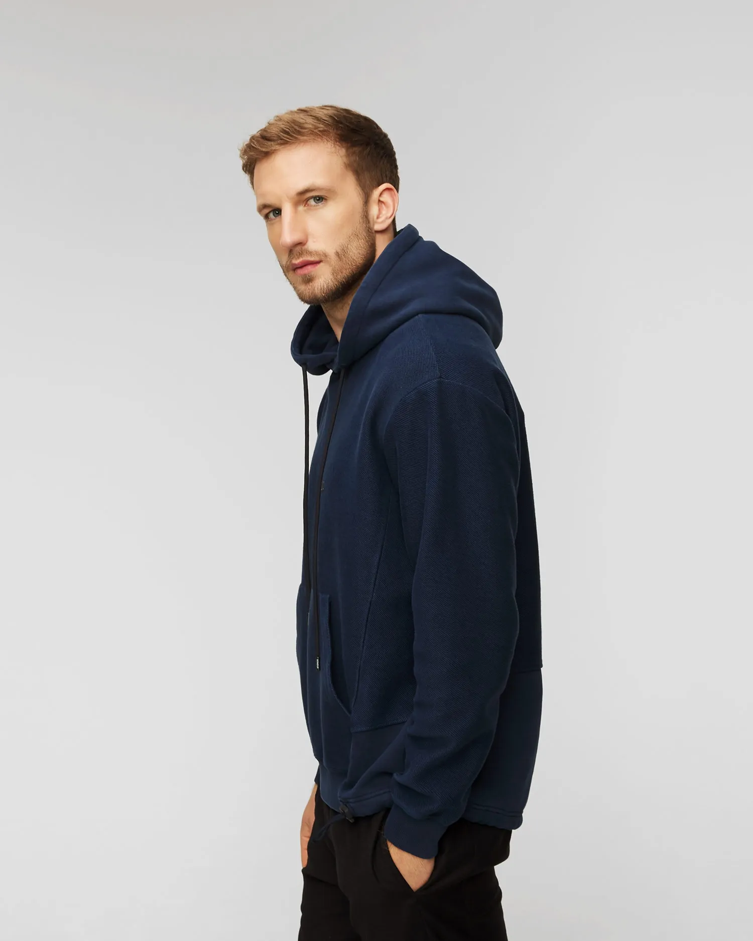 Men's navy blue hoodie Dondup Fleece  UF697-890