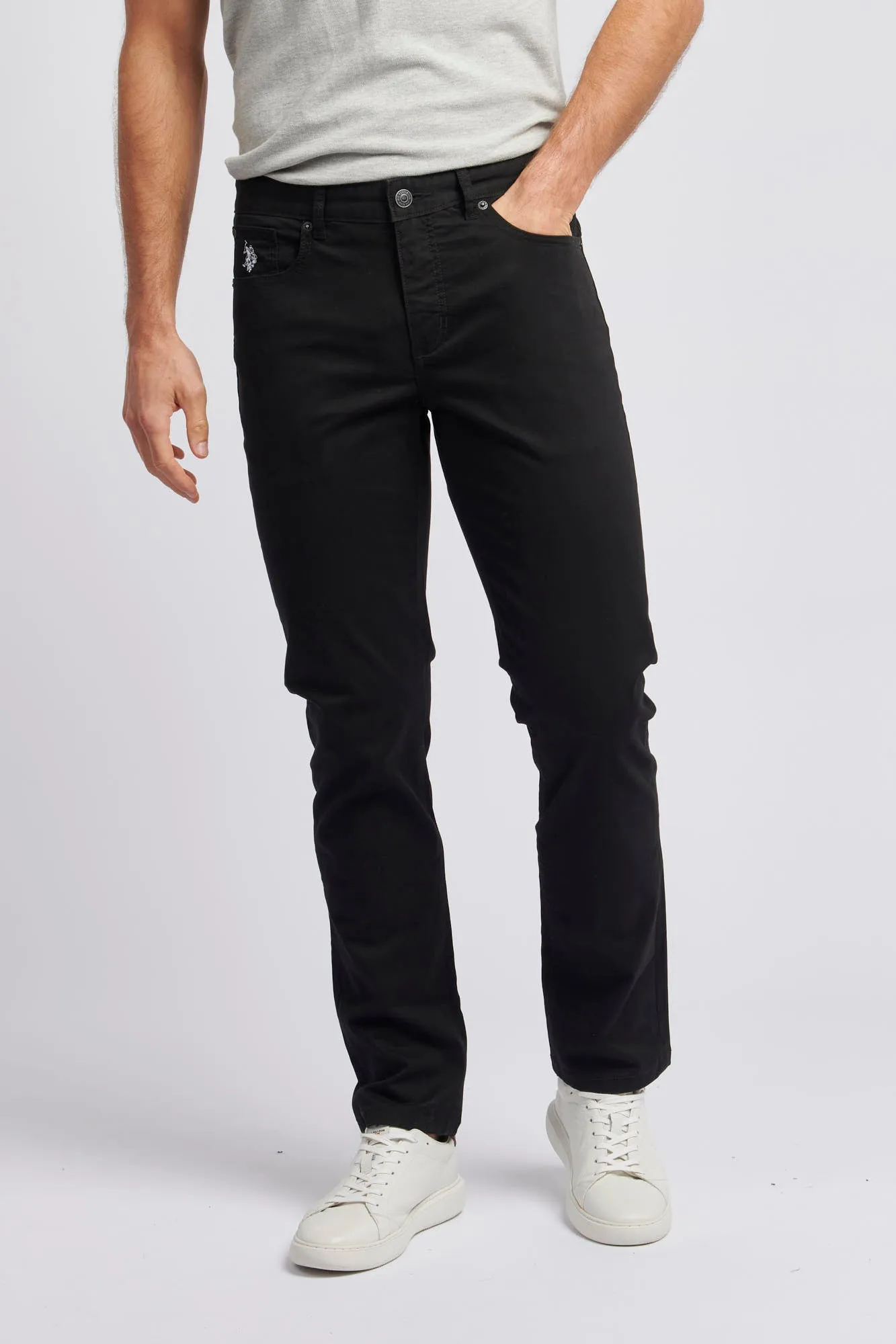 Mens Core 5 Pocket Trousers in Black Bright White DHM